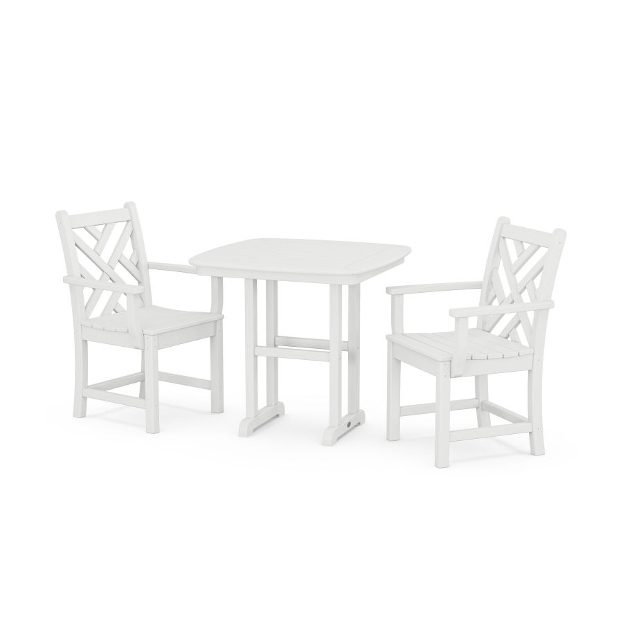 POLYWOOD Chippendale 3-Piece Dining Set in White