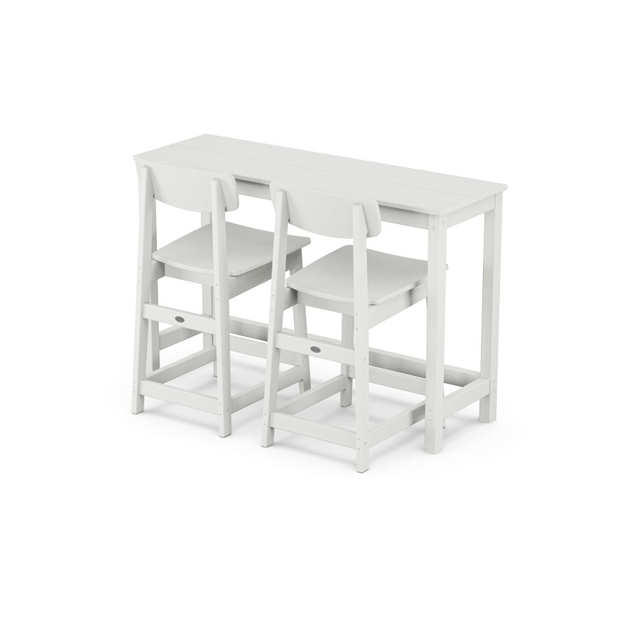POLYWOOD Modern Studio Urban Counter Chair 3-Piece Balcony Set in White