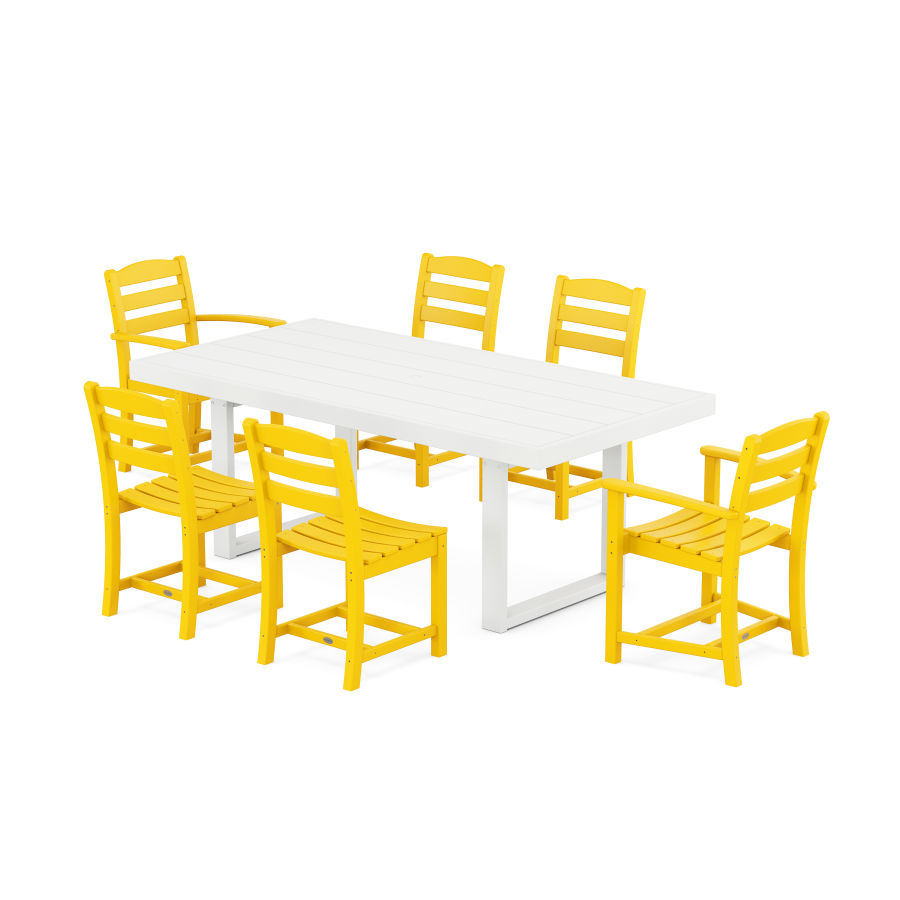 POLYWOOD La Casa Café 7-Piece Dining Set in Lemon / White
