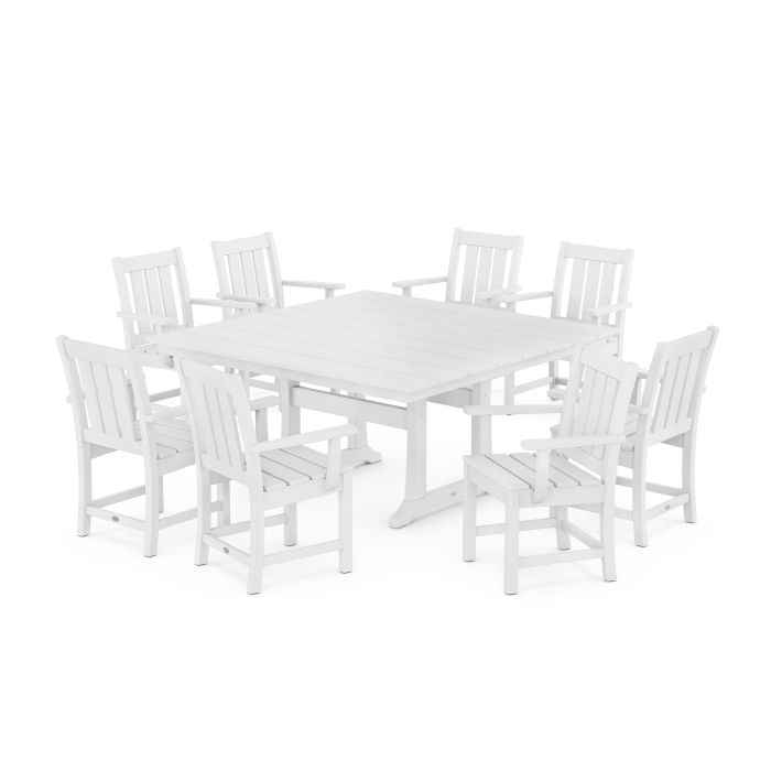 POLYWOOD Oxford 9-Piece Square Farmhouse Dining Set with Trestle Legs