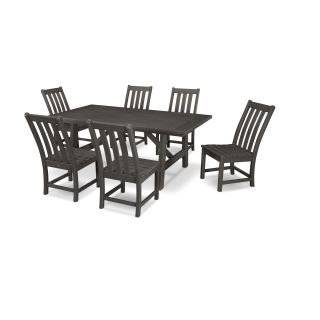 Vineyard 7-Piece Rustic Farmhouse Side Chair Dining Set in Vintage Finish