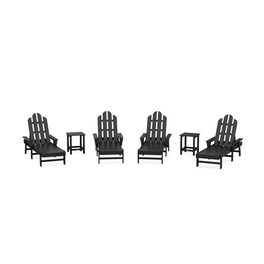 POLYWOOD Long Island Chaise 6-Piece Set in Black