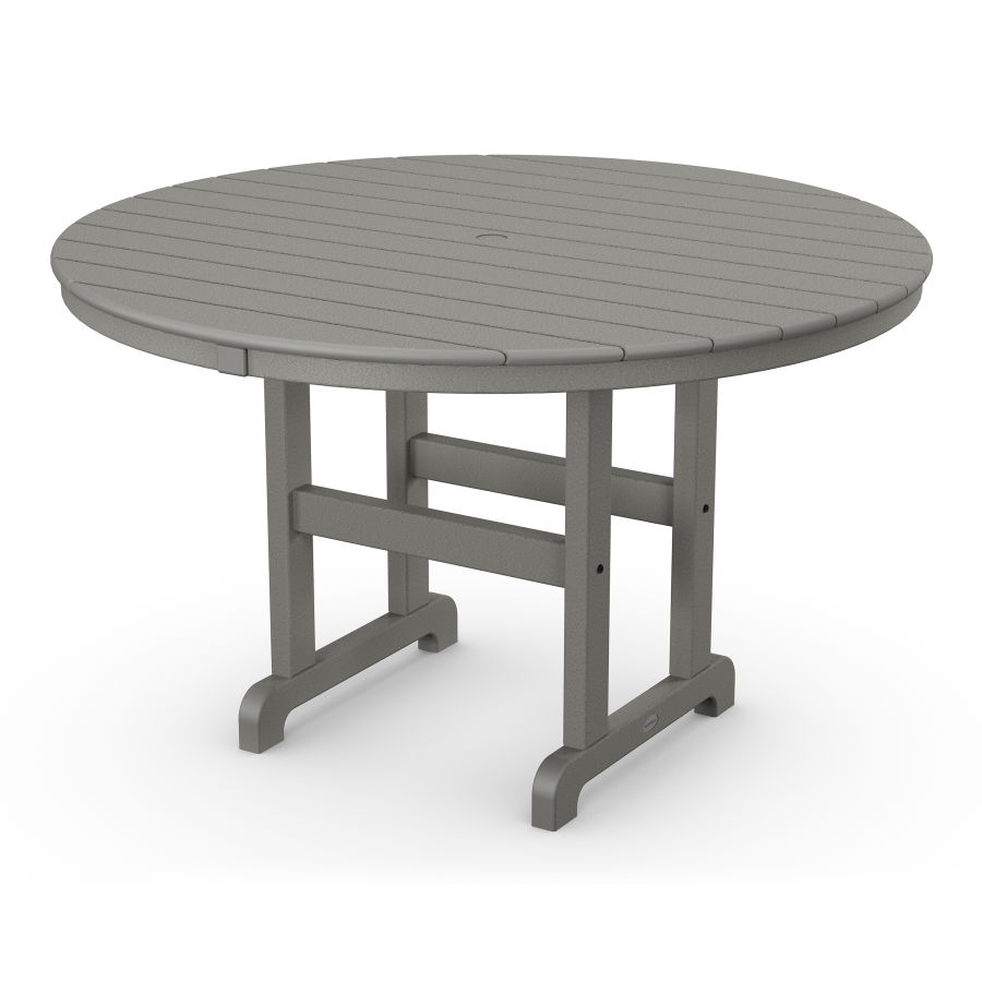 POLYWOOD 48" Round Farmhouse Dining Table in Slate Grey