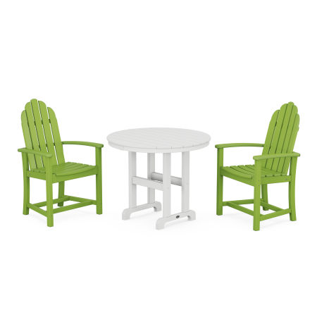 Classic Adirondack 3-Piece Round Dining Set in Lime