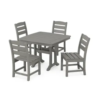 POLYWOOD Lakeside Side Chair 5-Piece Dining Set with Trestle Legs