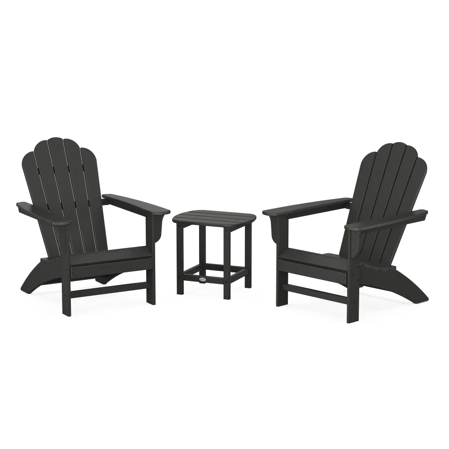 POLYWOOD Cottage Adirondack Chair 3-Piece Set in Black