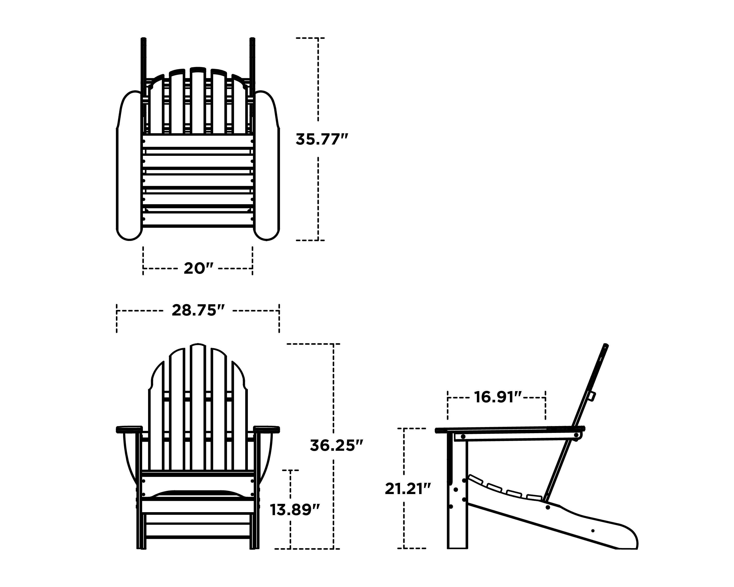 Dimensions for Classic Adirondack Chair