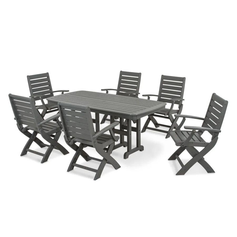 POLYWOOD Signature Folding Chair 7-Piece Dining Set