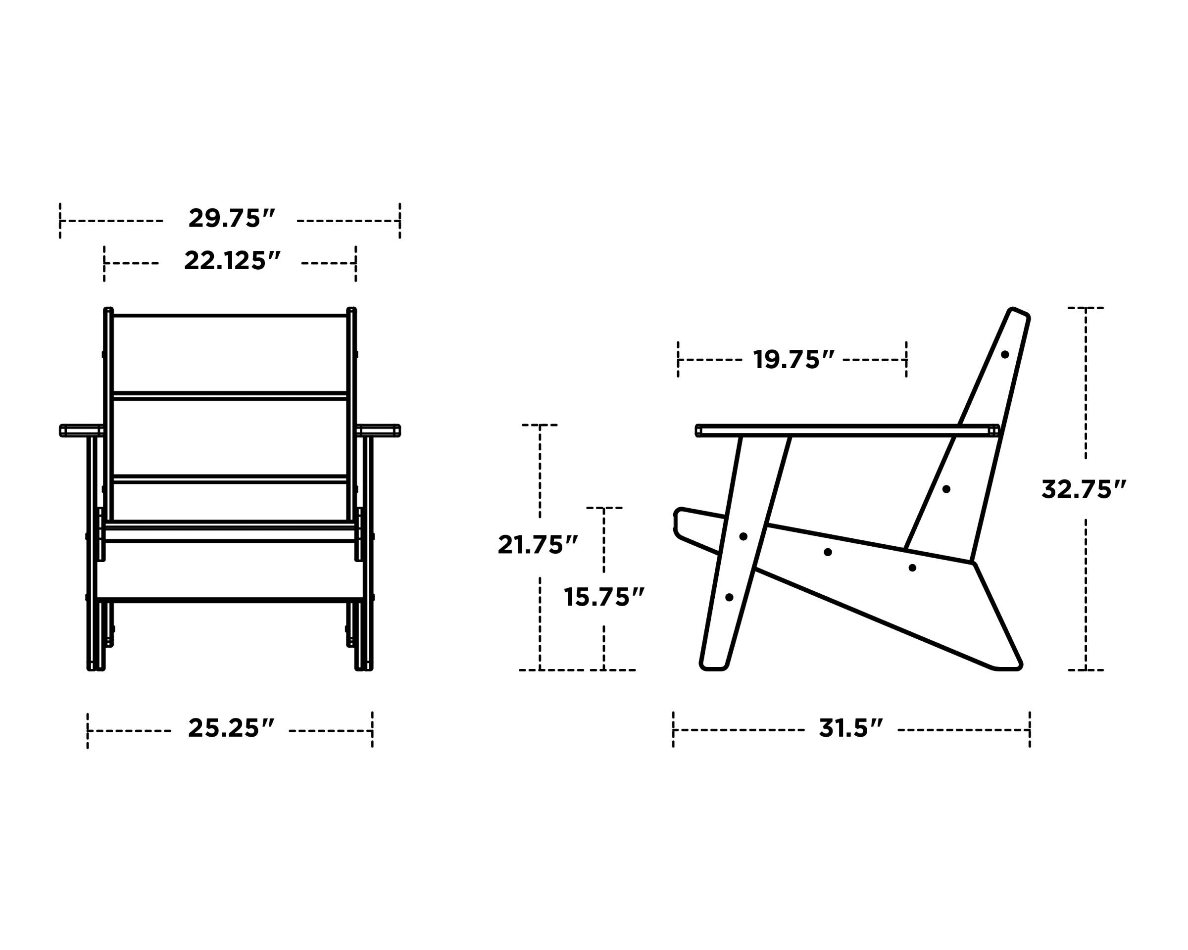 Dimensions for Riviera Modern Lounge Chair