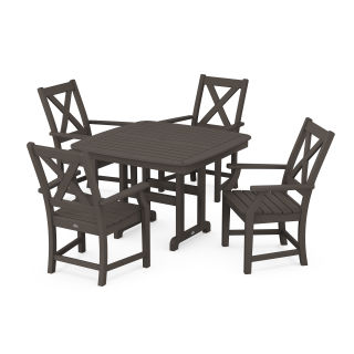 Braxton 5-Piece Dining Set with Trestle Legs in Vintage Finish