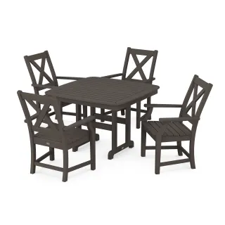 POLYWOOD Braxton 5-Piece Dining Set with Trestle Legs in Vintage Finish