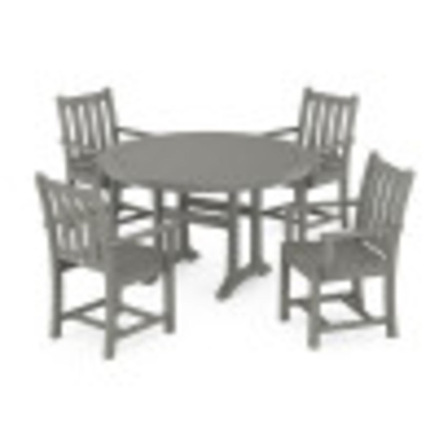 POLYWOOD Traditional Garden 5-Piece Round Dining Set with Trestle Legs