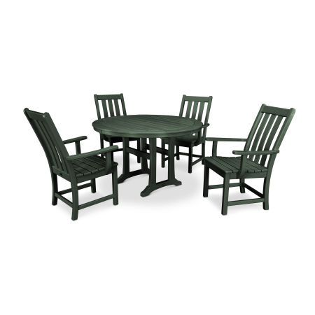 POLYWOOD Vineyard 5-Piece Nautical Trestle Dining Set in Green