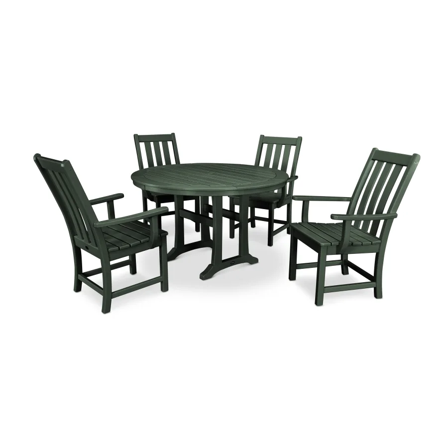 POLYWOOD Vineyard 5-Piece Nautical Trestle Dining Set in Green