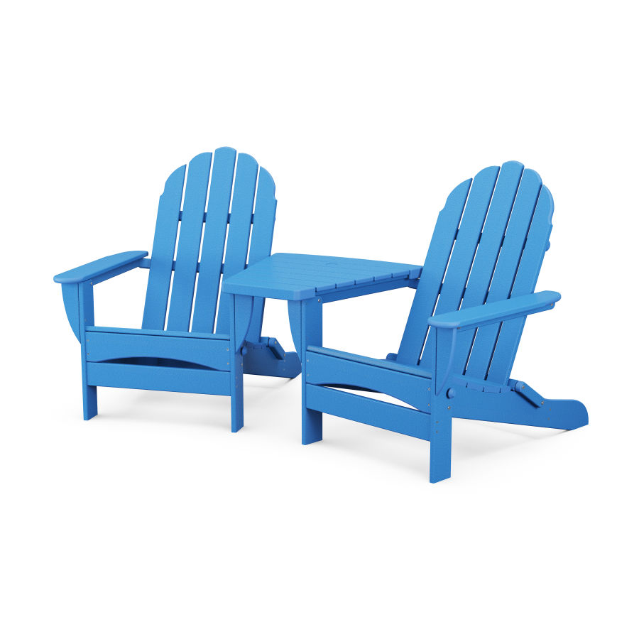 POLYWOOD Classic Oversized Adirondacks with Angled Connecting Table in Pacific Blue