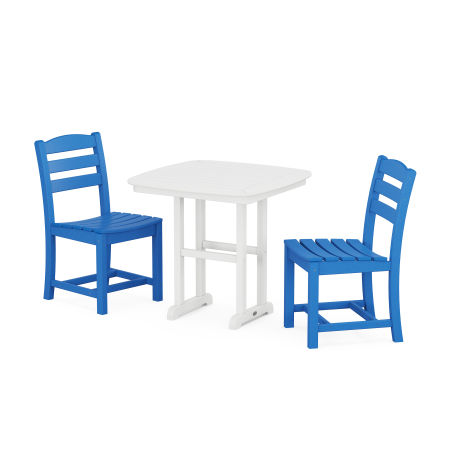 La Casa Café Side Chair 3-Piece Dining Set in Pacific Blue