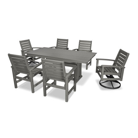 Signature 7 Piece Dining Set in Textured Black / Slate Grey