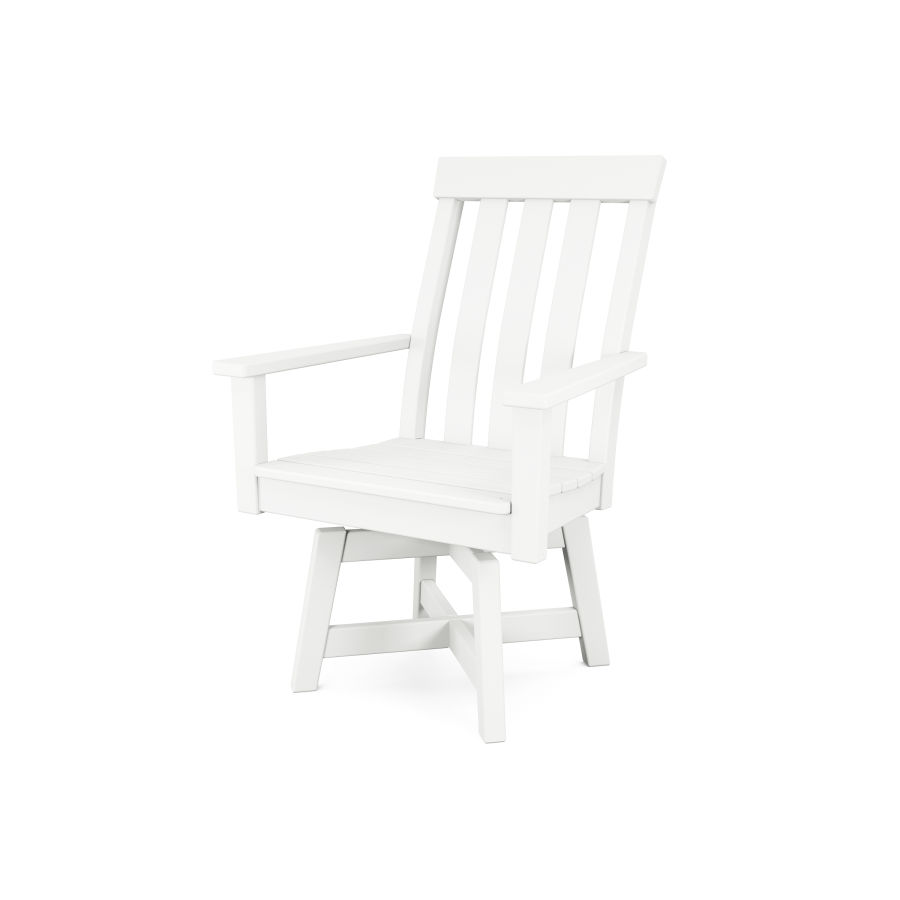 POLYWOOD Prescott Swivel Dining Arm Chair in White