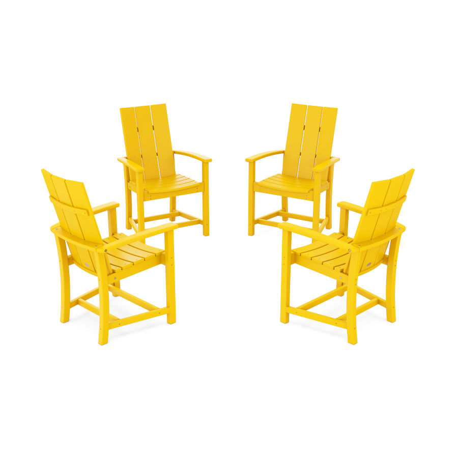 POLYWOOD Modern 4-Piece Upright Adirondack Conversation Set in Lemon