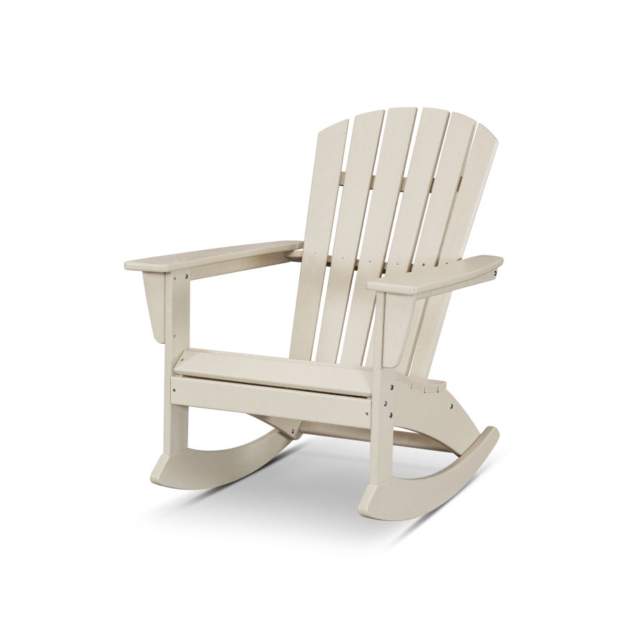 POLYWOOD Grant Park Traditional Curveback Adirondack Rocking Chair in Sand