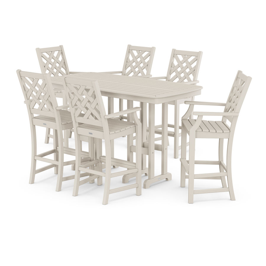 POLYWOOD Wovendale Arm Chair 7-Piece Bar Set in Sand