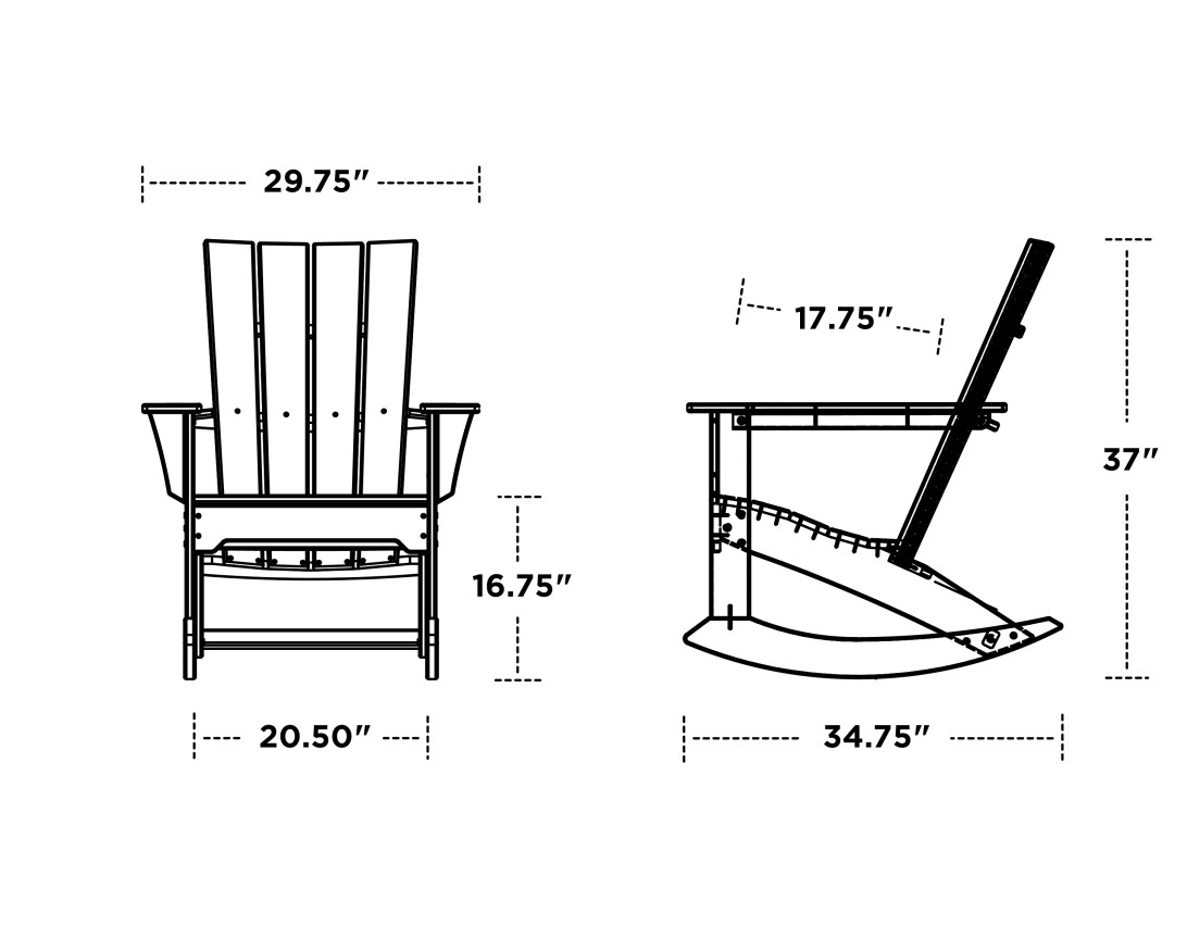 Dimensions for Quattro Adirondack Rocking Chair