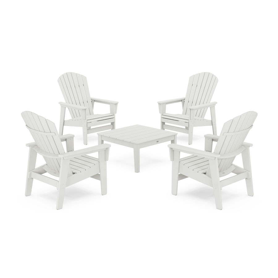 POLYWOOD 5-Piece Nautical Grand Upright Adirondack Chair Conversation Group in Vintage White