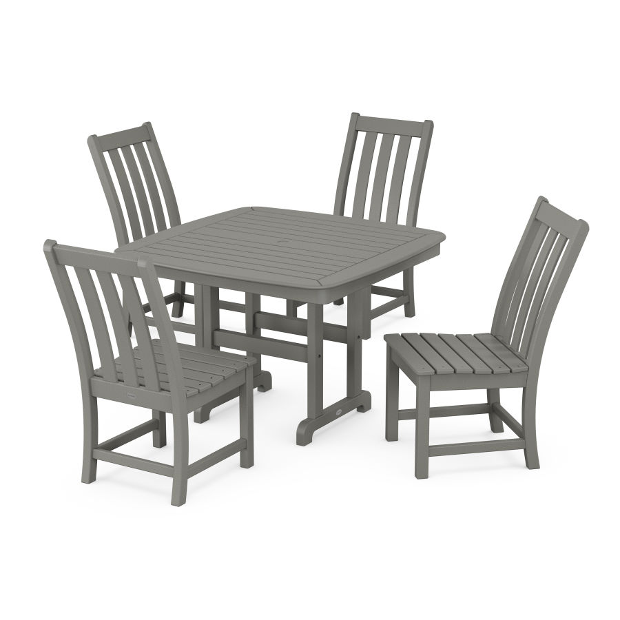 POLYWOOD Vineyard Side Chair 5-Piece Dining Set with Trestle Legs in Slate Grey