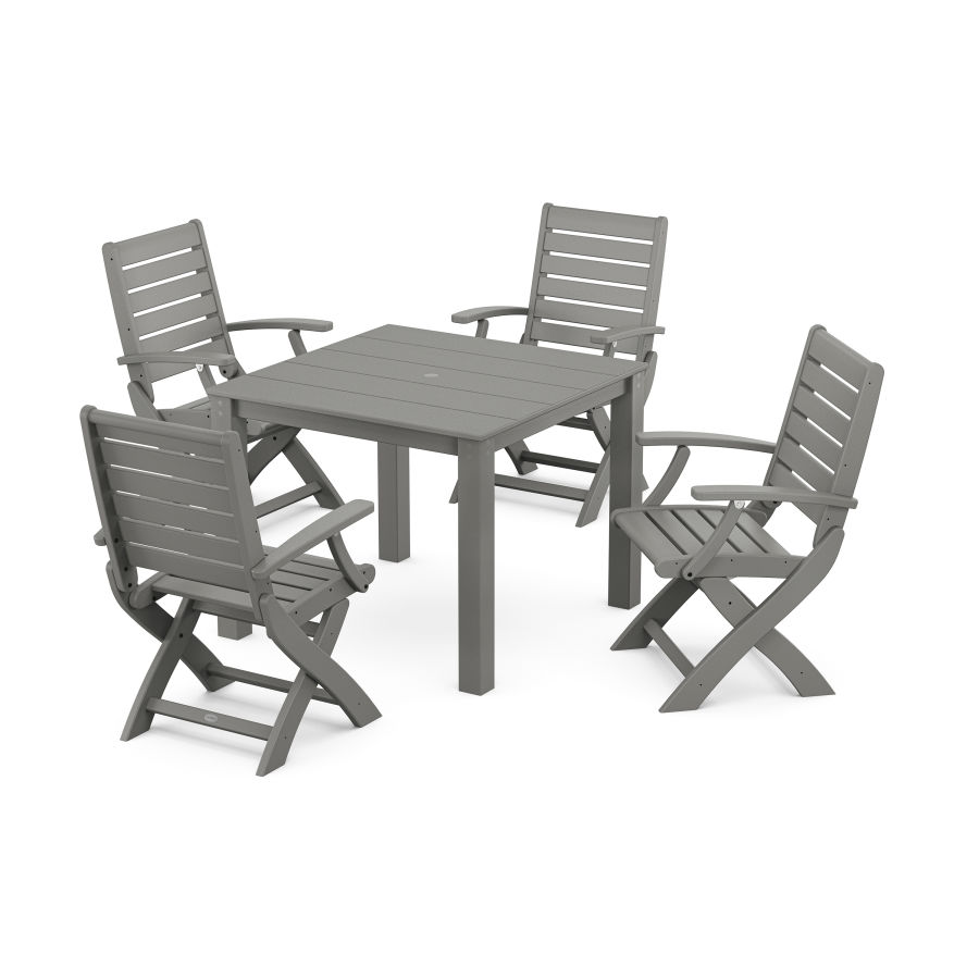 POLYWOOD Signature Folding Chair 5-Piece Parsons Dining Set