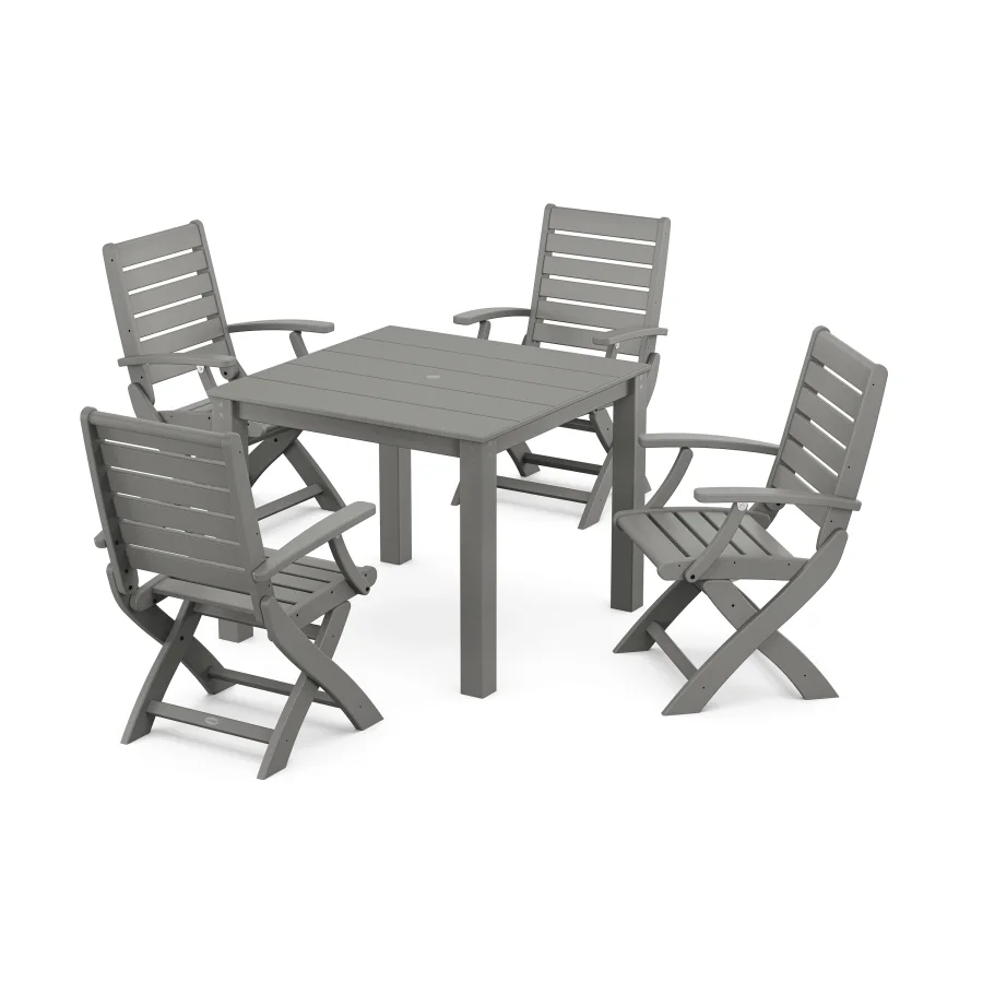 POLYWOOD Signature Folding Chair 5-Piece Parsons Dining Set