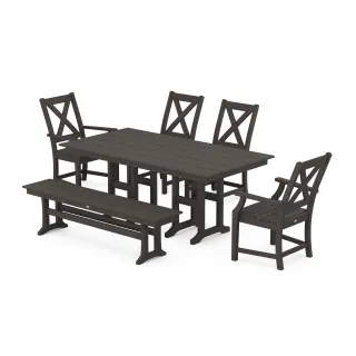 POLYWOOD Braxton 6-Piece Farmhouse Dining Set in Vintage Finish