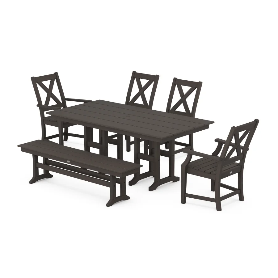 POLYWOOD Braxton 6-Piece Farmhouse Dining Set in Vintage Finish