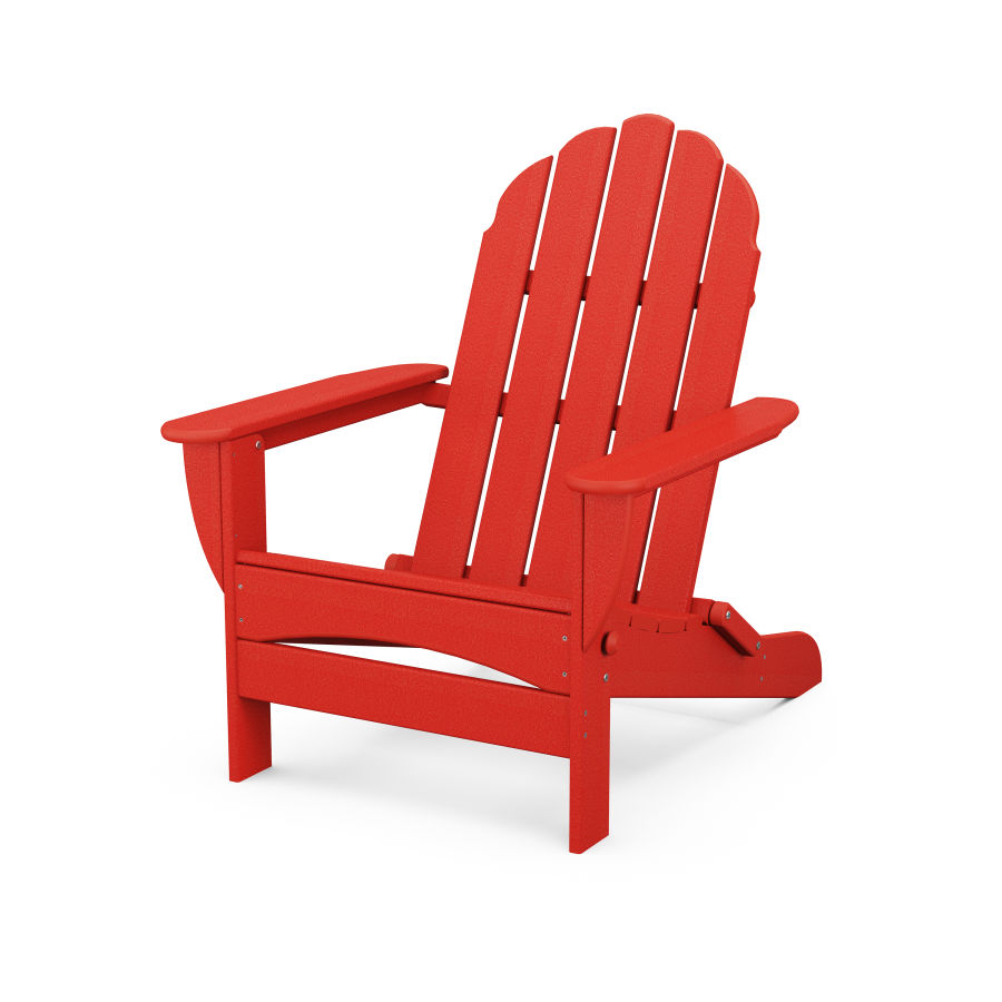 POLYWOOD Classic Oversized Folding Adirondack Chair in Sunset Red