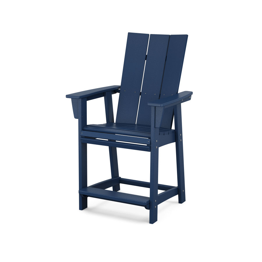 POLYWOOD Modern Curveback Adirondack Counter Chair in Navy