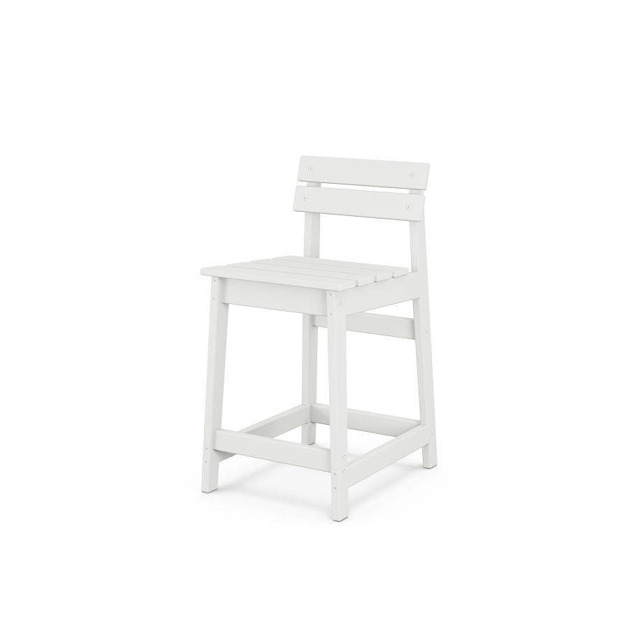 POLYWOOD Modern Studio Plaza Lowback Counter Chair in White