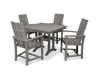 POLYWOOD® Modern Adirondack 5-Piece Farmhouse Trestle Dining Set ...