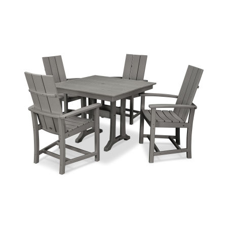 POLYWOOD Modern Adirondack 5-Piece Farmhouse Trestle Dining Set