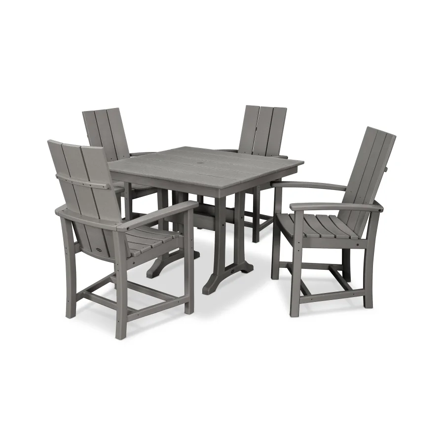 POLYWOOD Modern Adirondack 5-Piece Farmhouse Trestle Dining Set