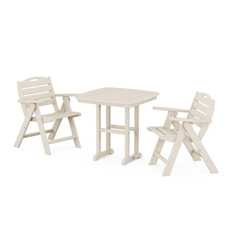 POLYWOOD Nautical Folding Lowback Chair 3-Piece Dining Set in Sand