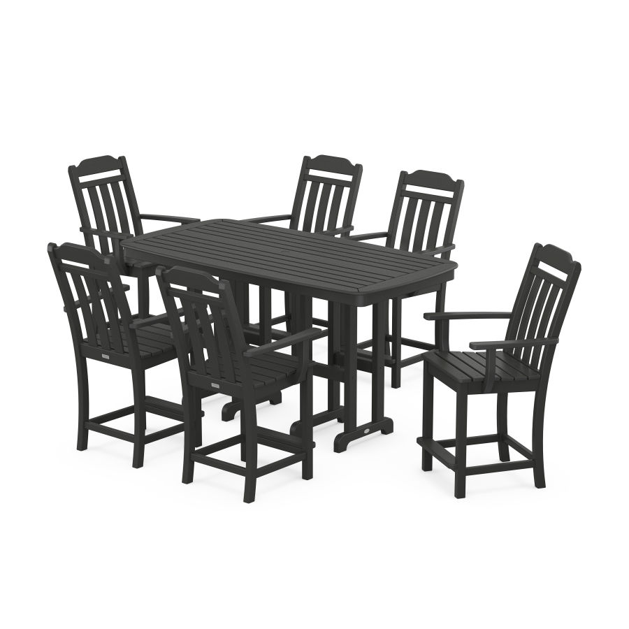 POLYWOOD Country Living Arm Chair 7-Piece Counter Set in Black