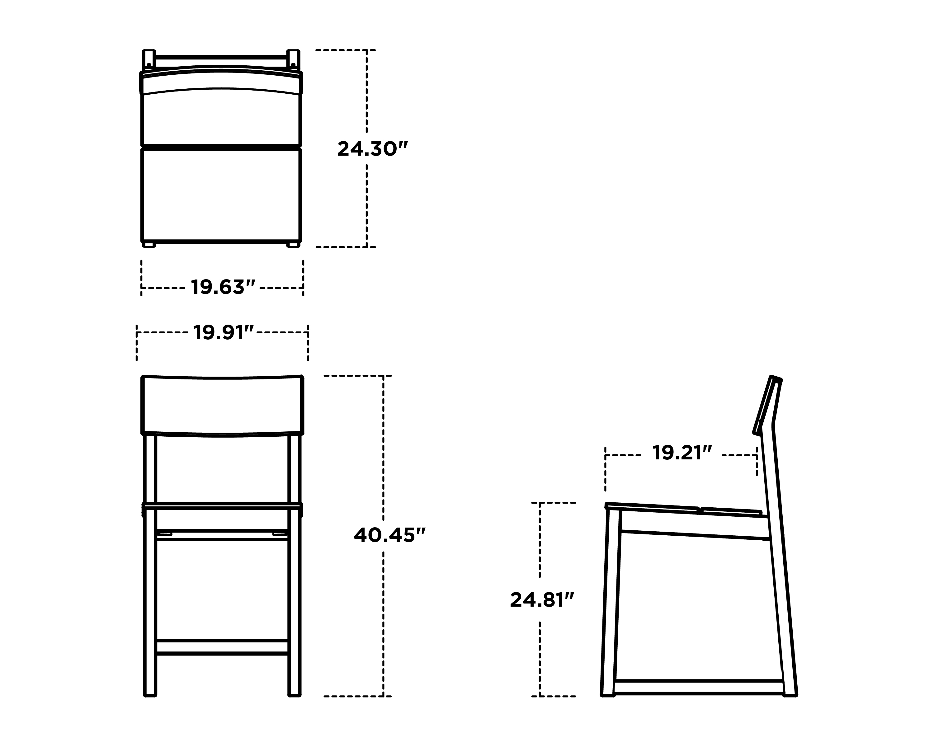 Dimensions for EDGE Counter Side Chair