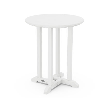 POLYWOOD 24" Round Farmhouse Bistro Table in White