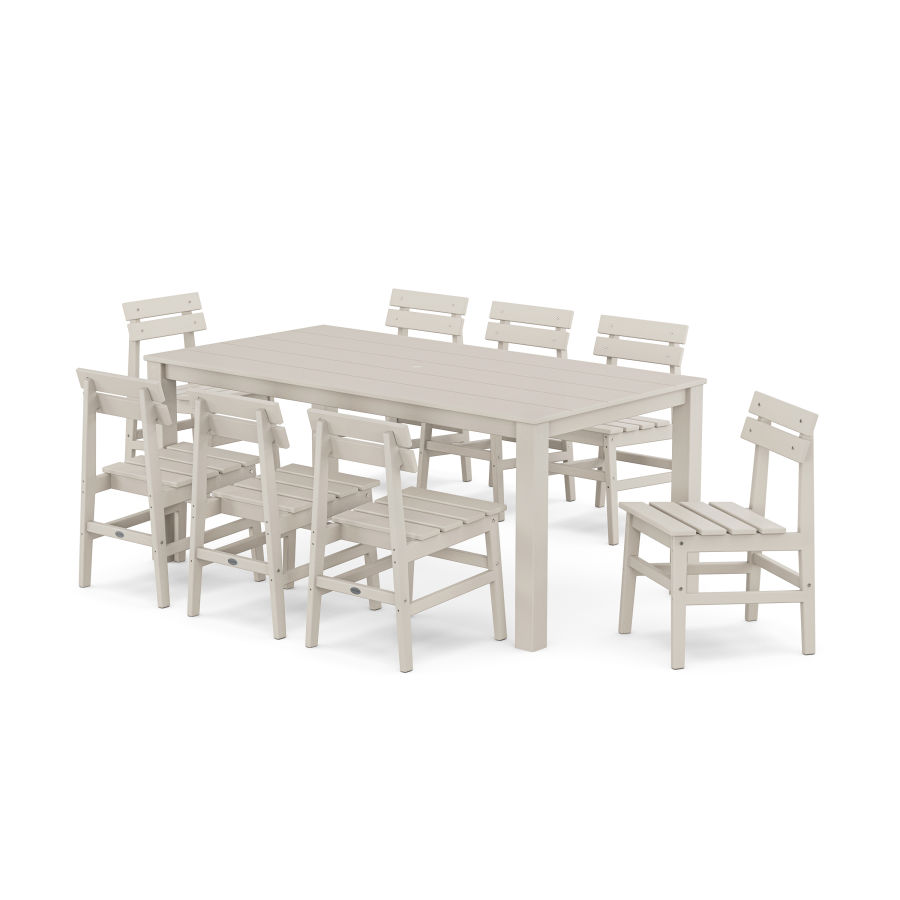 POLYWOOD Modern Studio Plaza Chair 9-Piece Parsons Dining Set in Sand