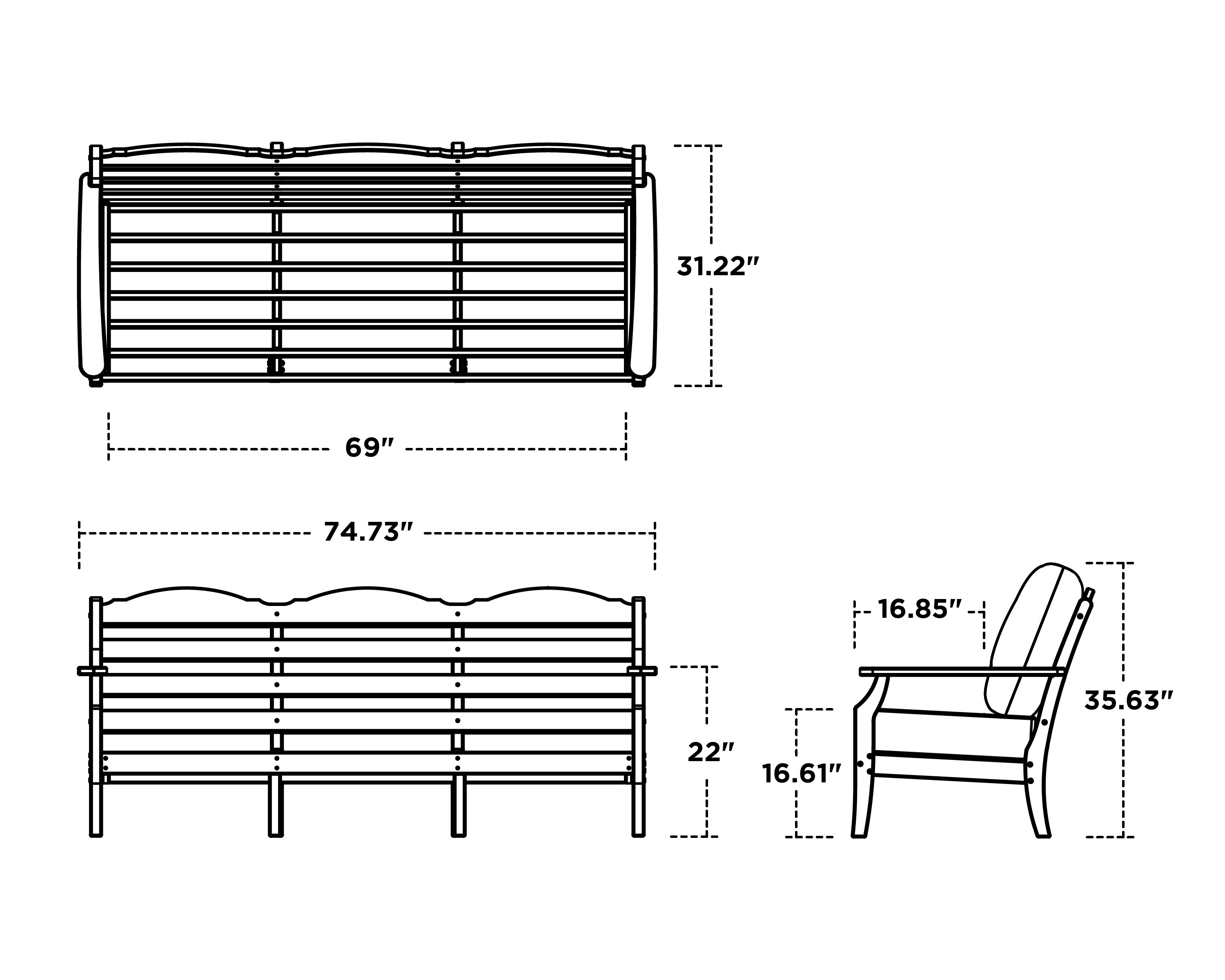 Dimensions for Savannah Deep Seating Sofa