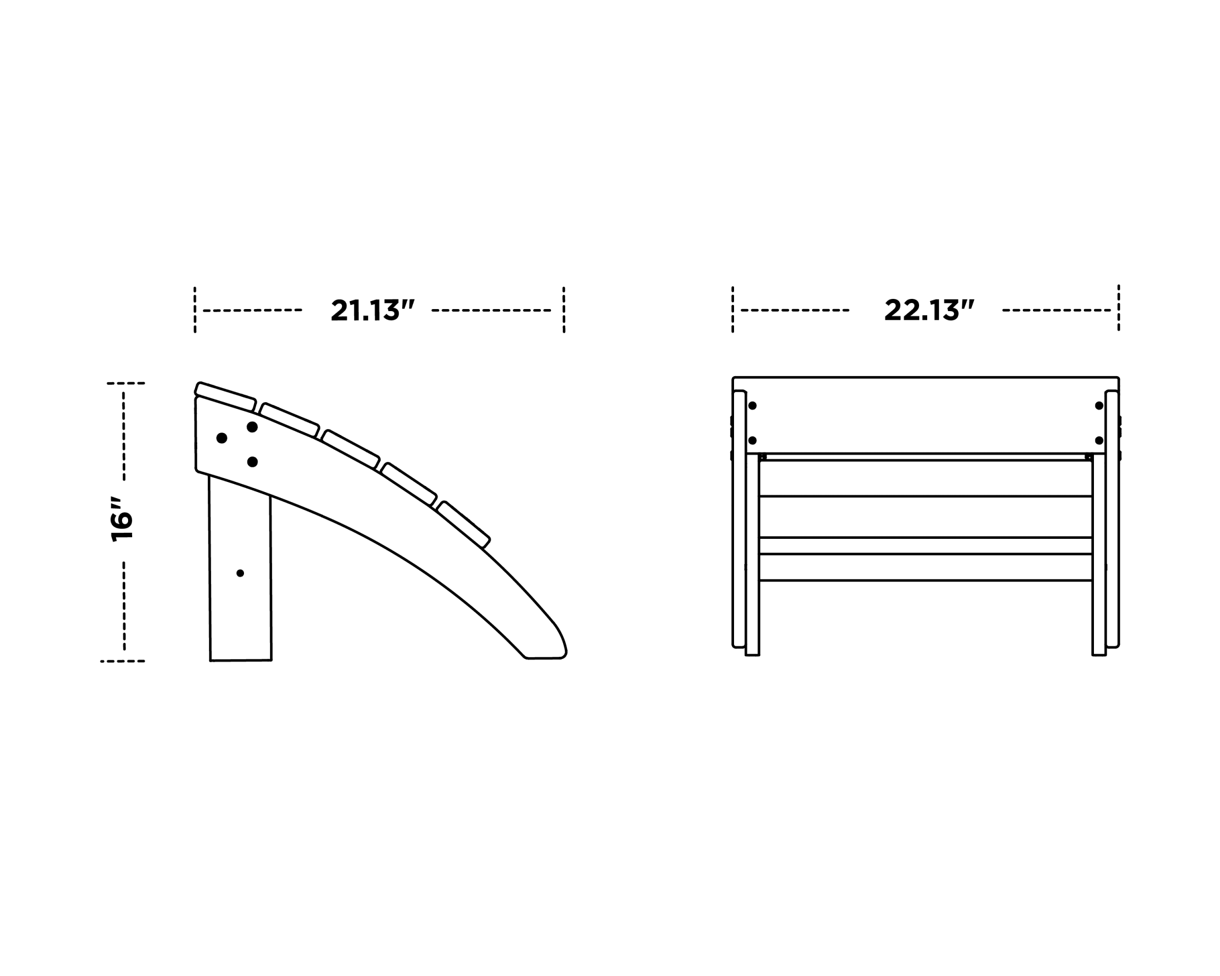 Dimensions for South Beach Adirondack Ottoman