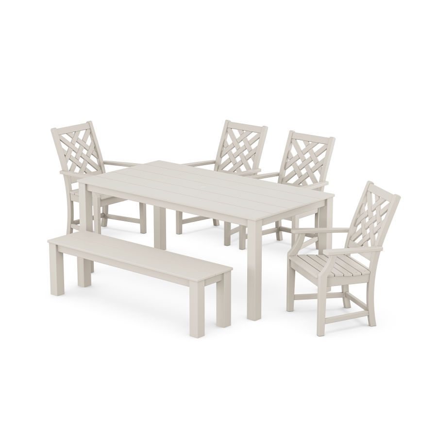 POLYWOOD Wovendale 6-Piece Parsons Dining Set with Bench in Sand