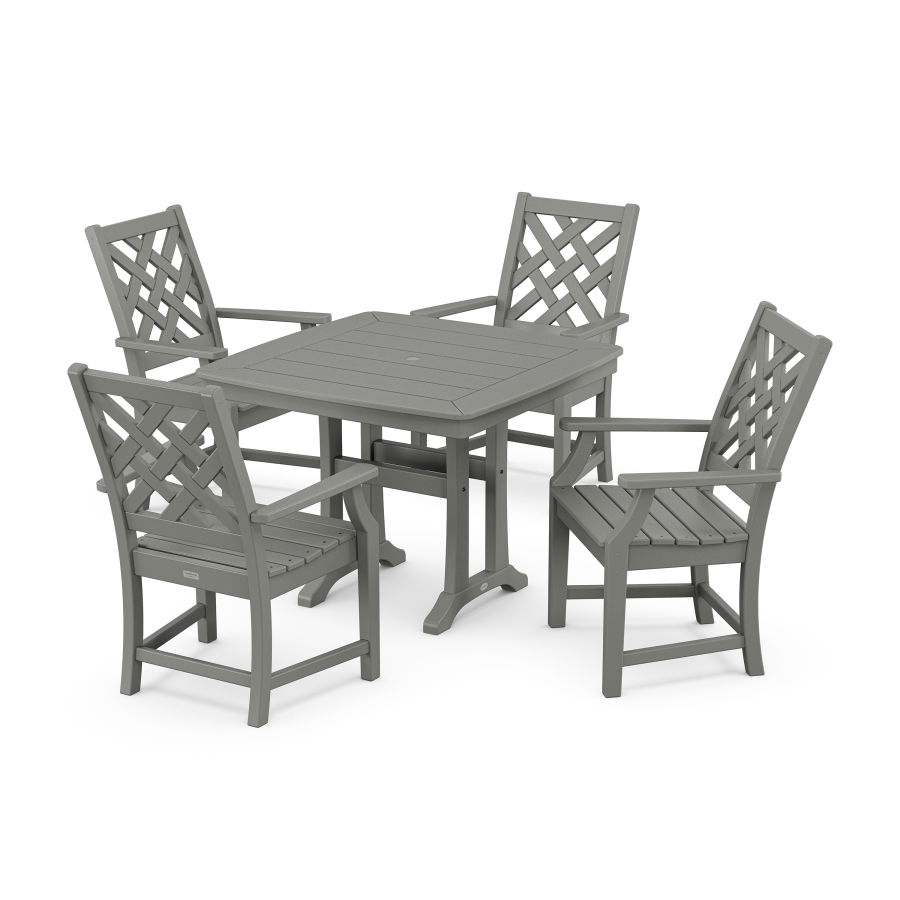 POLYWOOD Wovendale 5-Piece Dining Set with Trestle Legs