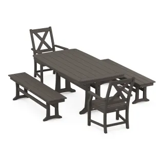 POLYWOOD Braxton 5-Piece Dining Set with Trestle Legs in Vintage Finish