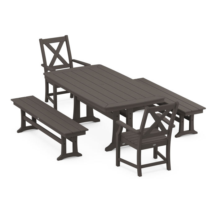 POLYWOOD Braxton 5-Piece Dining Set with Trestle Legs in Vintage Finish