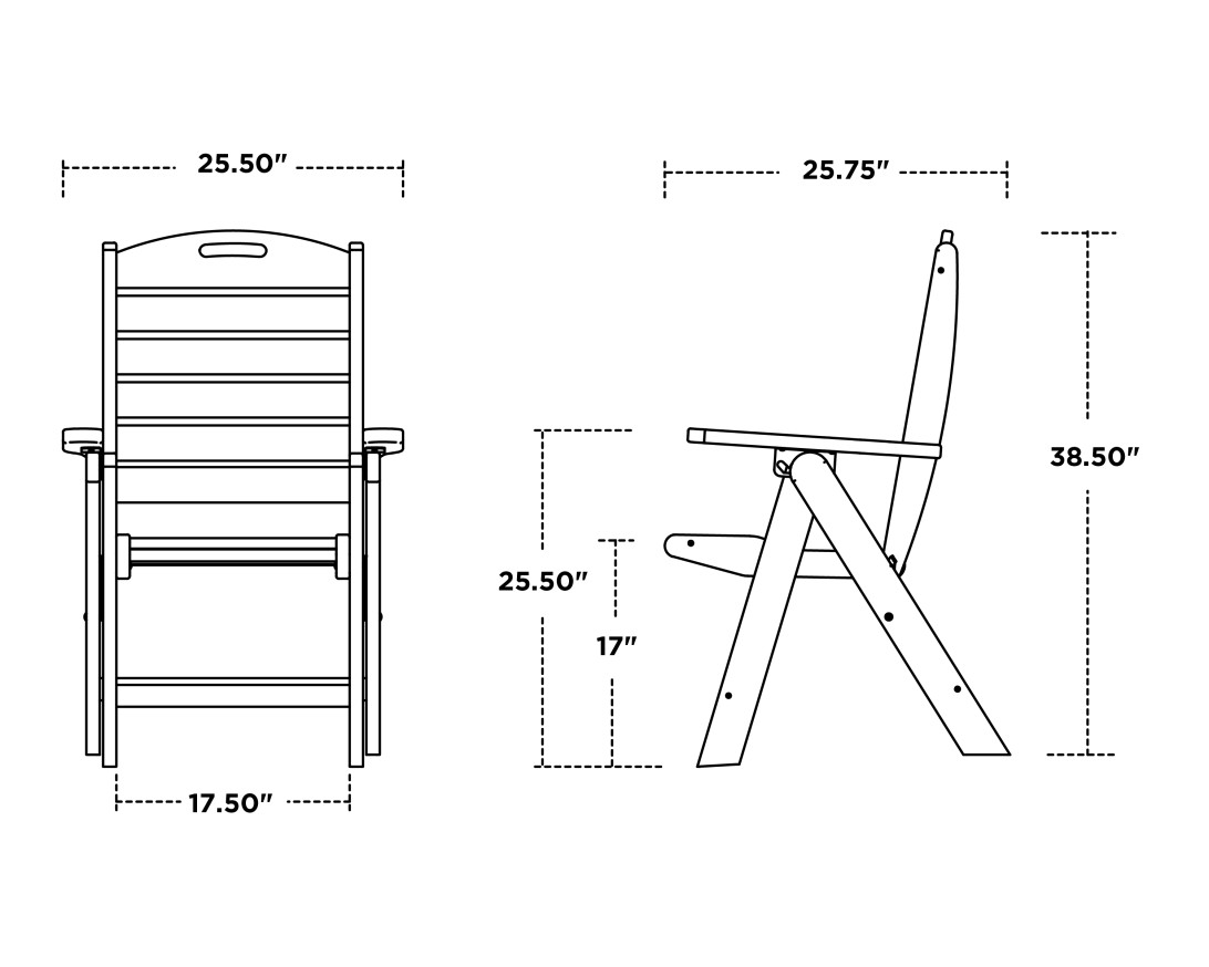 Dimensions for Nautical Folding Highback Chair